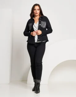 Giubbino in jeans animalier
