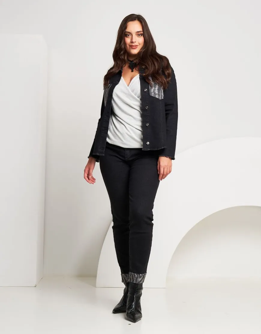 Giubbino in jeans animalier