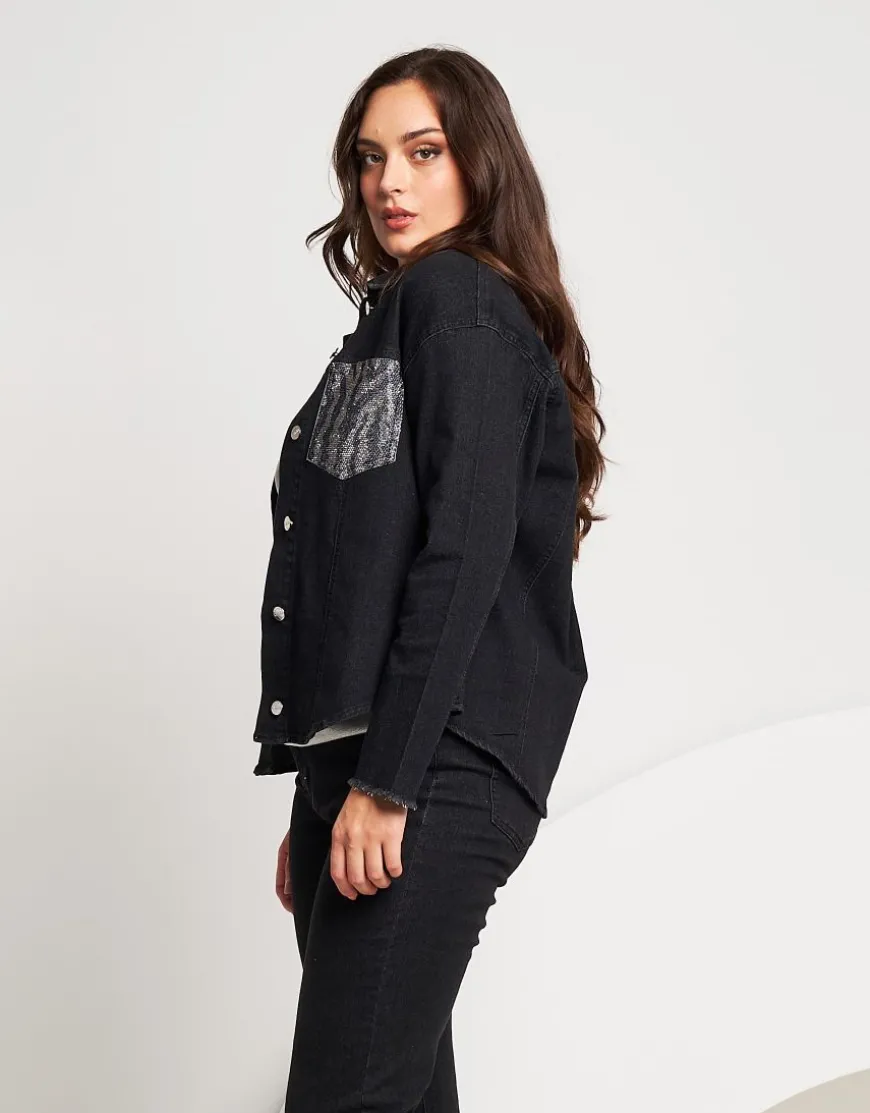 Giubbino in jeans animalier