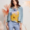 Giubbino in jeans chiaro con strass