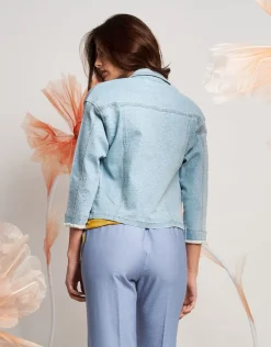 Giubbino in jeans chiaro con strass