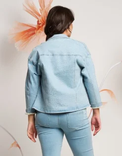 Giubbino in jeans chiaro con strass