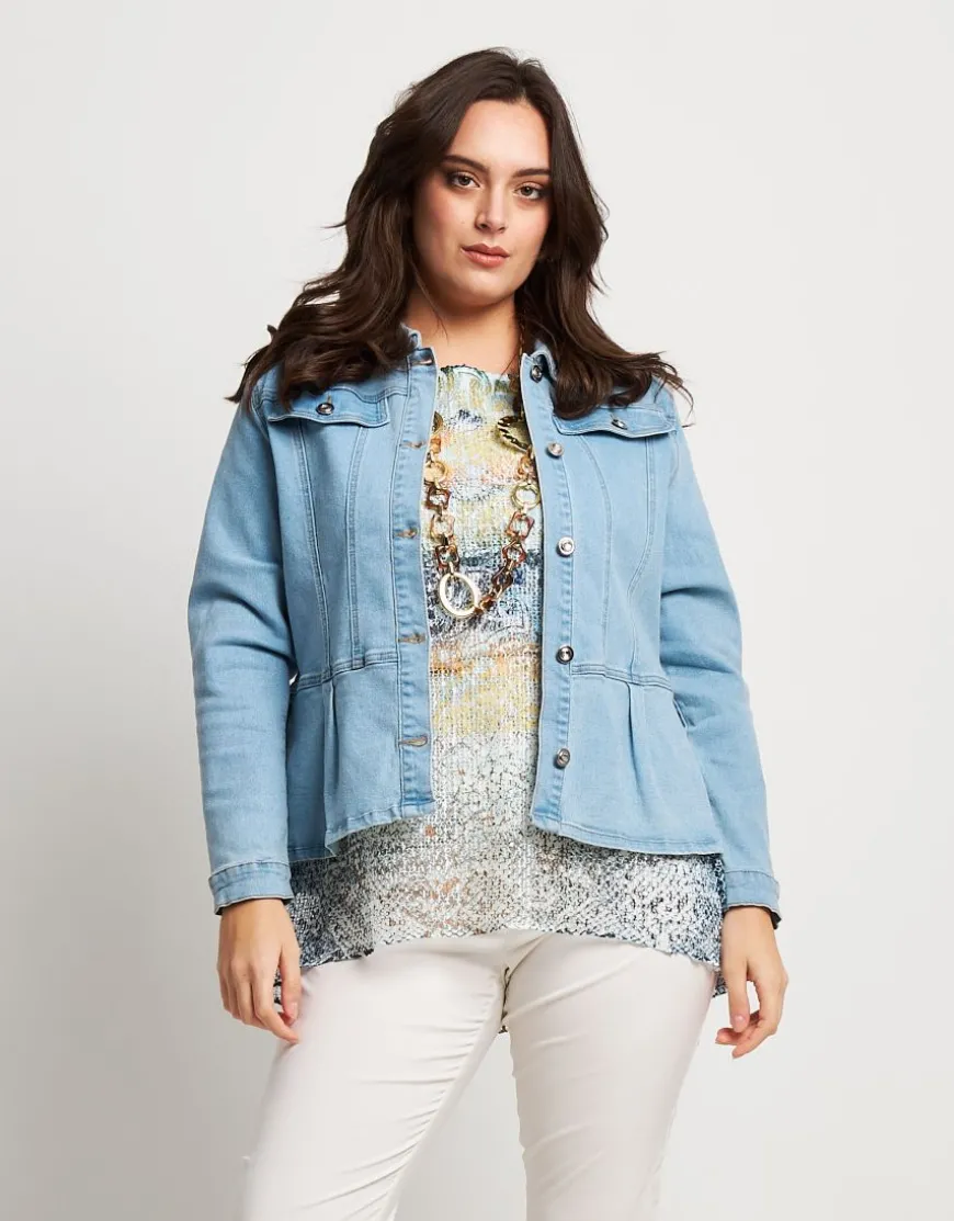 Giubbino in jeans con colletto e baschina