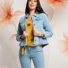 Giubbino in jeans con colletto e baschina