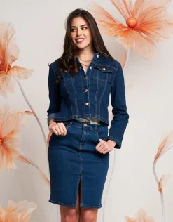 Giubbino in jeans con colletto e taschini