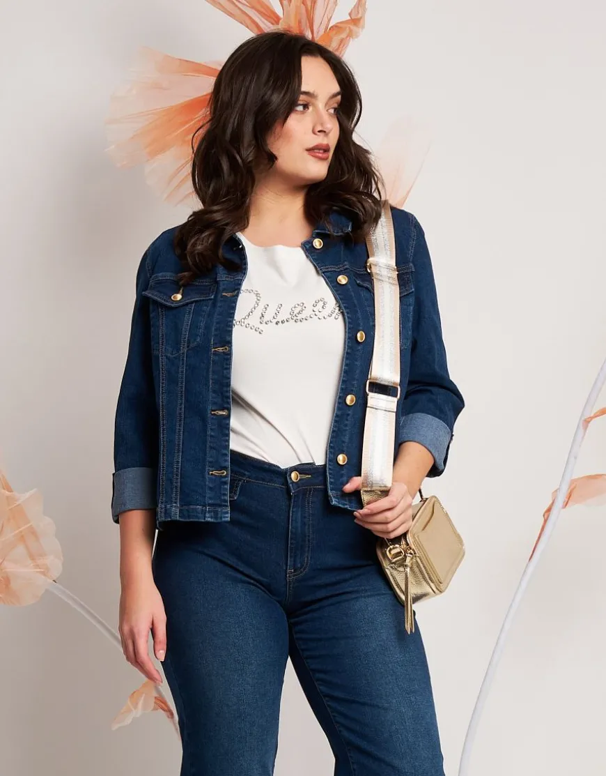Giubbino in jeans con colletto e taschini