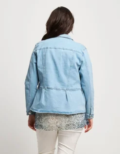 Giubbino in jeans con colletto e baschina