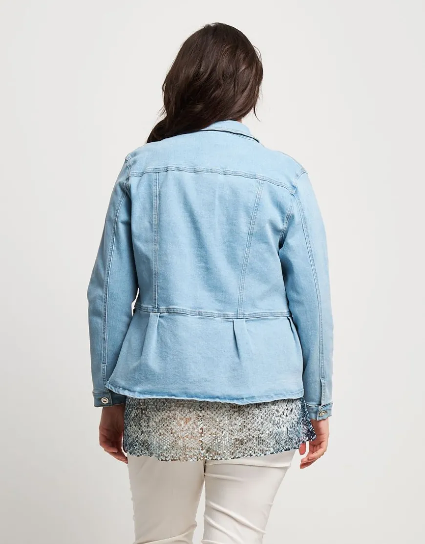 Giubbino in jeans con colletto e baschina