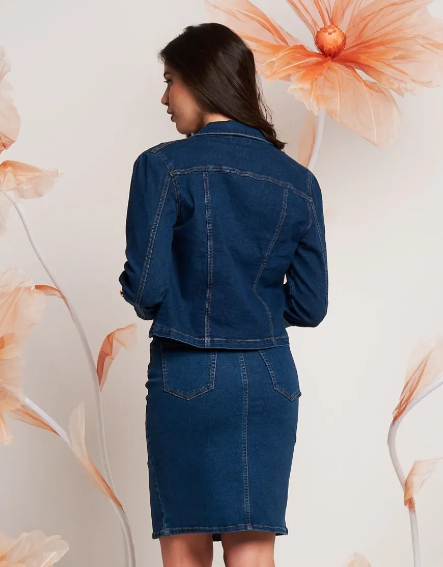 Giubbino in jeans con colletto e taschini