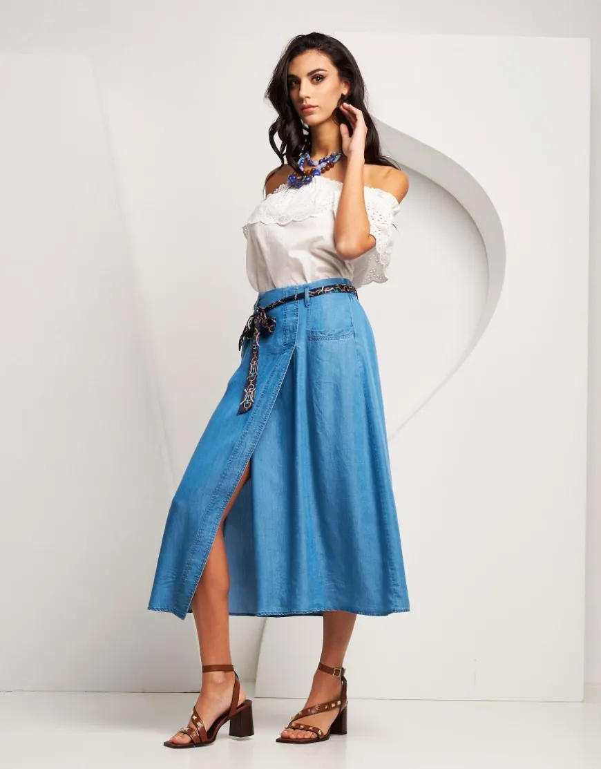Gonna in denim con spacco
