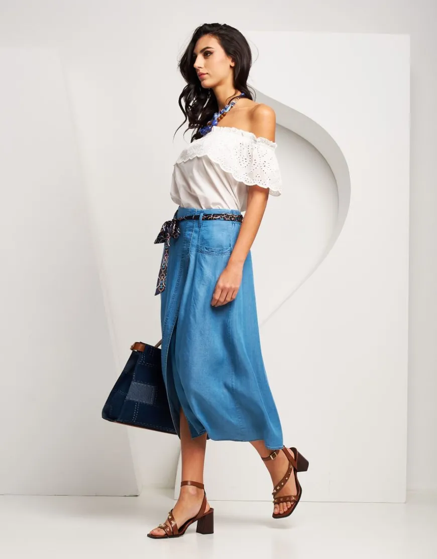 Gonna in denim con spacco