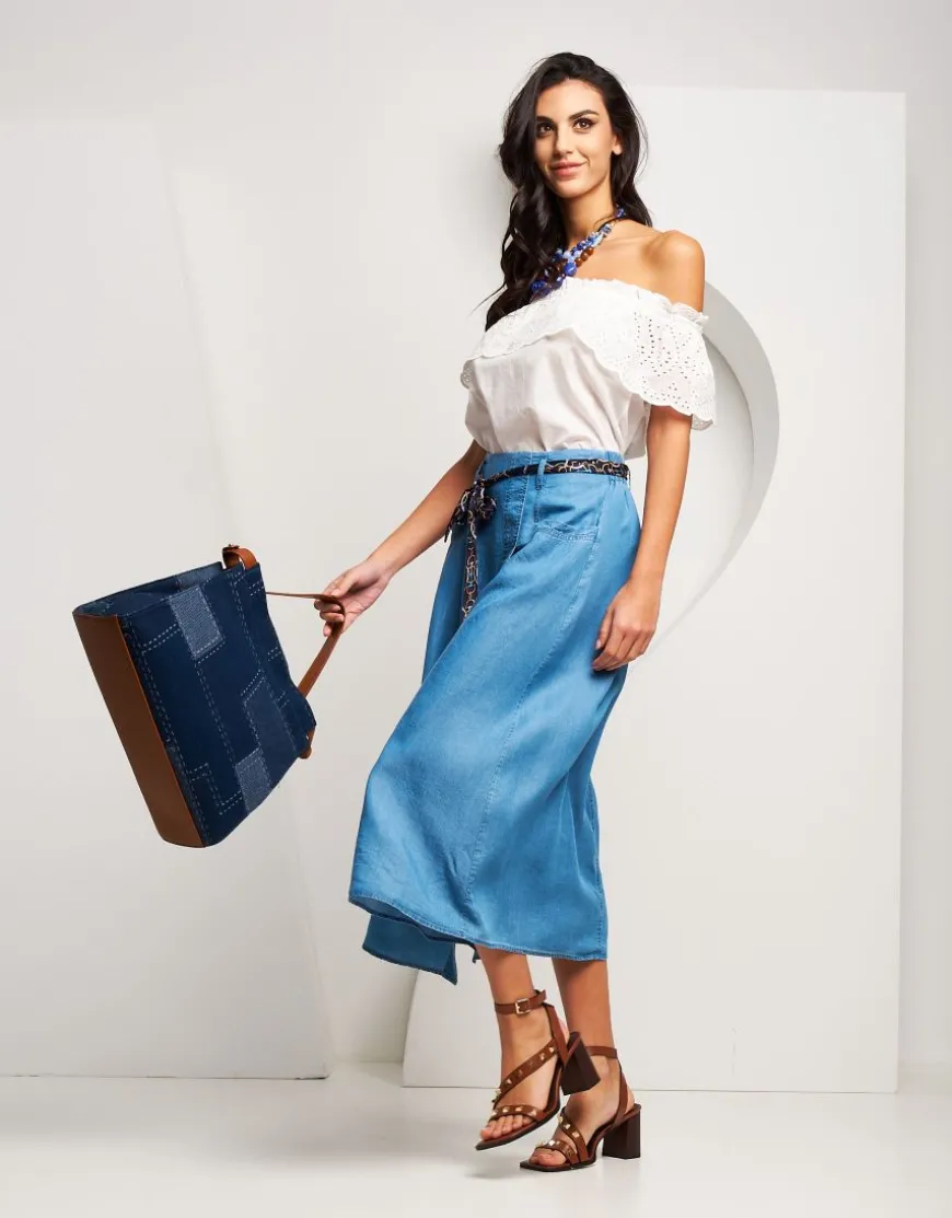 Gonna in denim con spacco