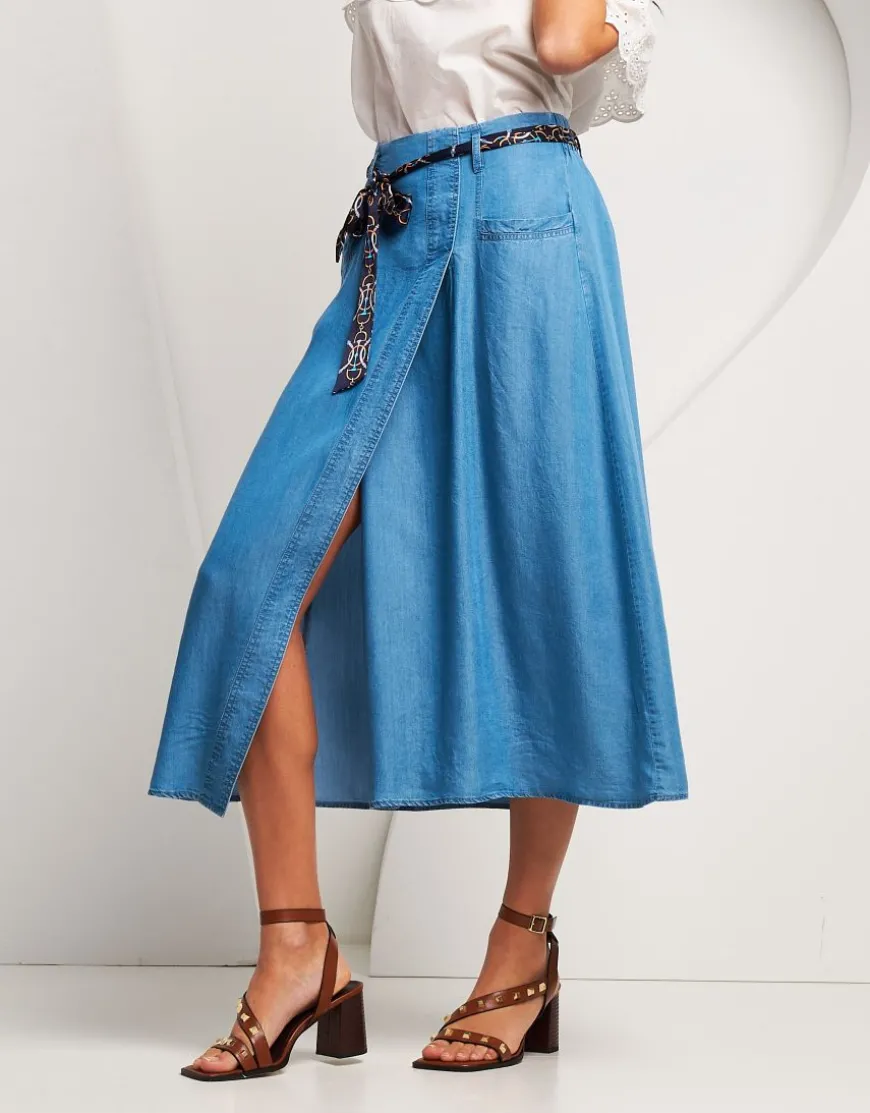 Gonna in denim con spacco