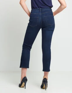 Jeans 5 tasche con spacco e bottoni