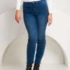 Jeans 5 tasche con strass bicolore