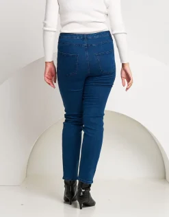Jeans 5 tasche con strass bicolore