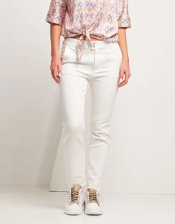 Jeans bianco con tasche alla francese