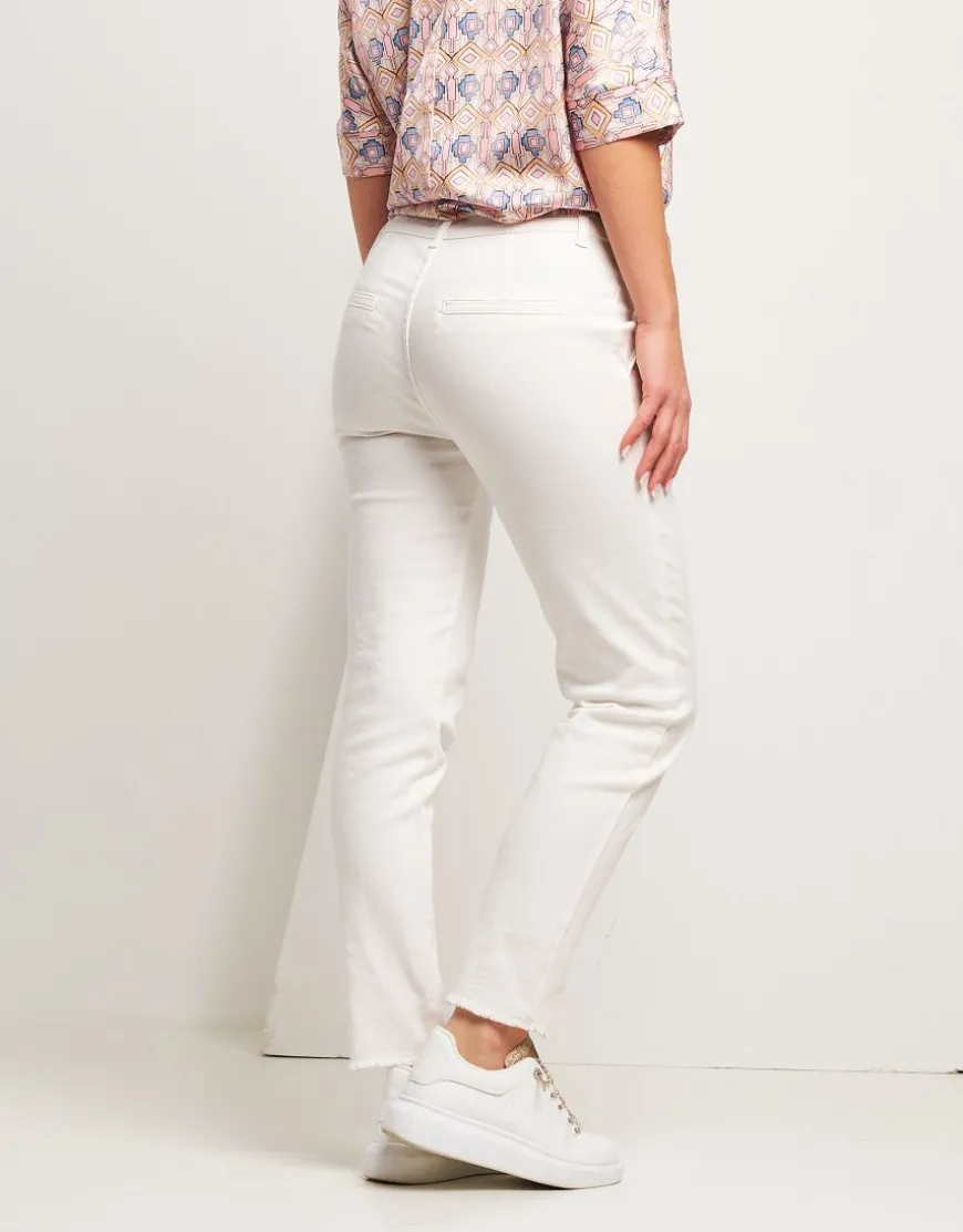 Jeans bianco con tasche alla francese