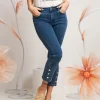 Jeans Capri con spacco e bottoni