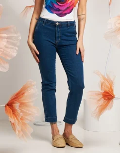 Jeans cropped con tasche alla francese