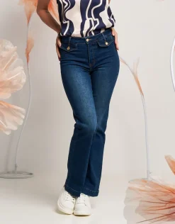 Jeans largo con pattine