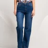 Jeans largo effetto slavato