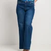 Jeans largo effetto slavato