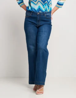 Jeans largo effetto slavato