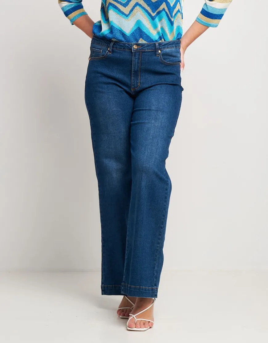 Jeans largo effetto slavato