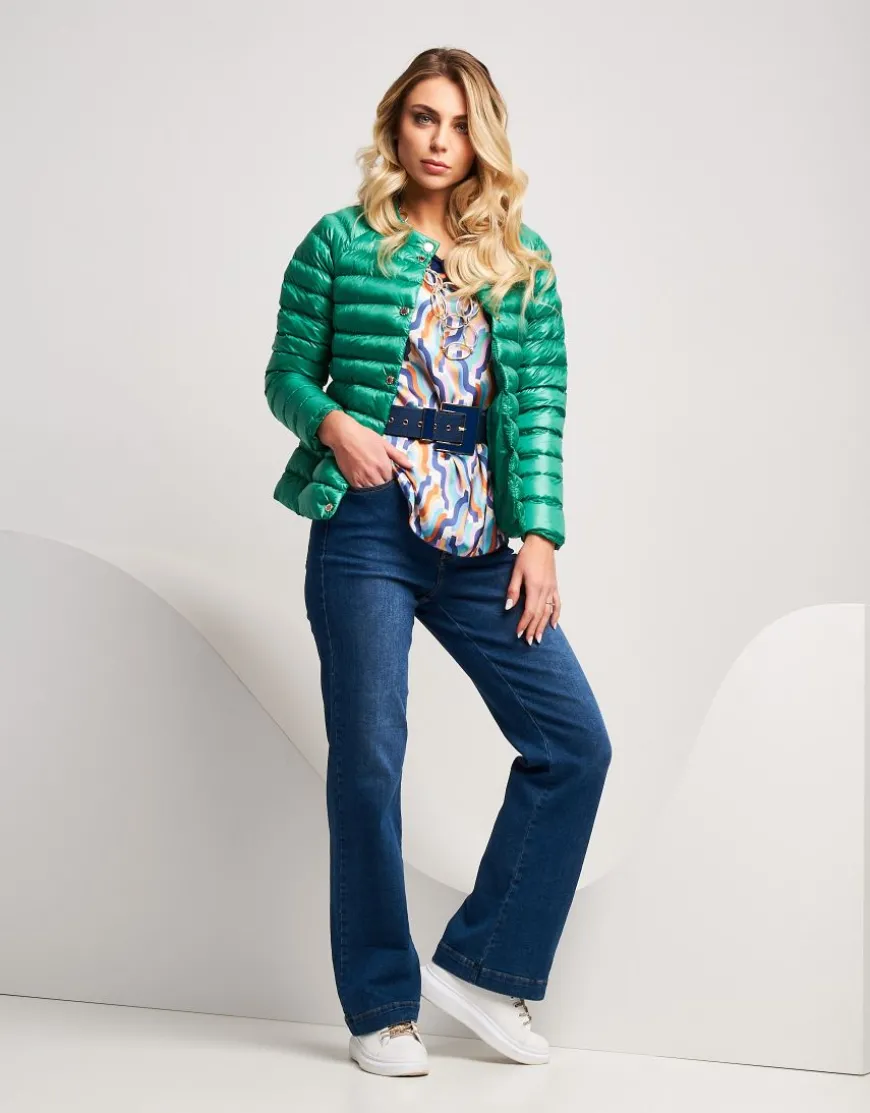 Jeans largo effetto slavato