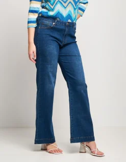 Jeans largo effetto slavato