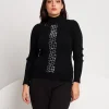 Lupetto riga in strass animalier