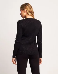 Maglia a coste con bottoni sullo scollo