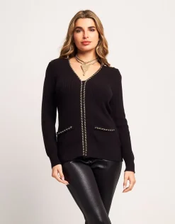 Maglia a coste con catena oro