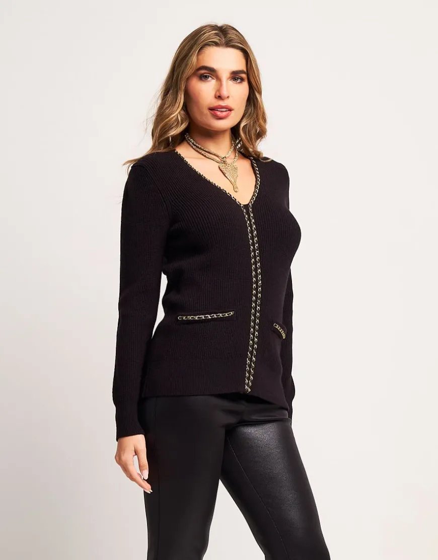 Maglia a coste con catena oro