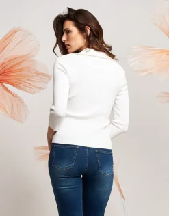 Maglia a coste con zip e catena