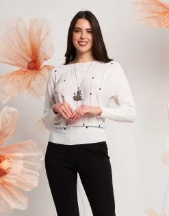 Maglia a pipistrello con strass