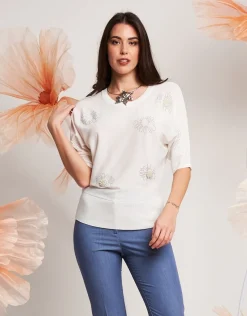 Maglia a pipistrello con applicazioni