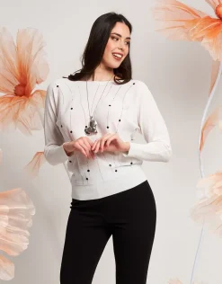 Maglia a pipistrello con strass
