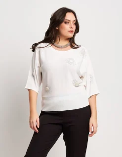 Maglia a pipistrello con applicazioni