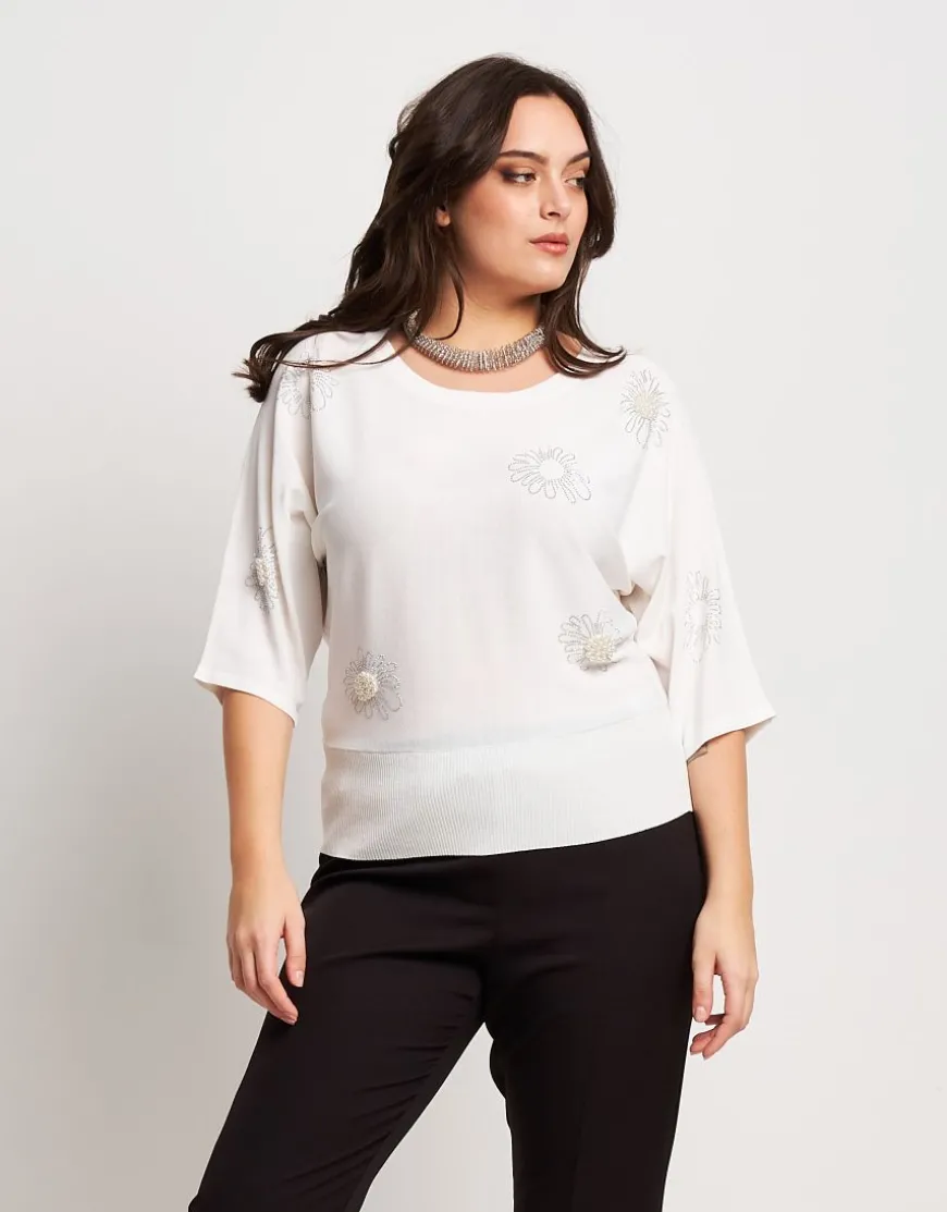 Maglia a pipistrello con applicazioni