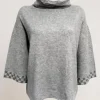 Maglia a poncho con strass