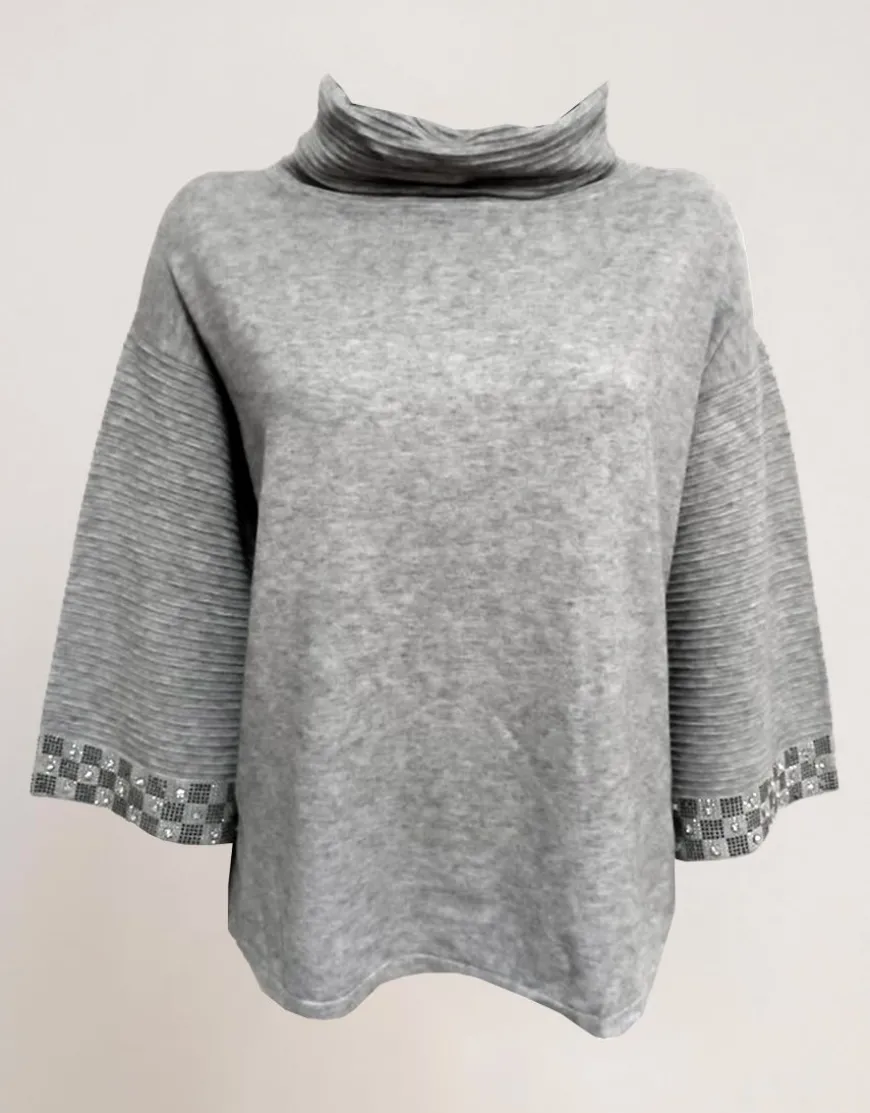Maglia a poncho con strass