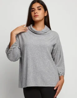 Maglia a poncho con strass
