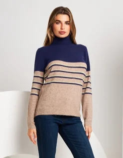 Maglia a righe bicolore con collo alto
