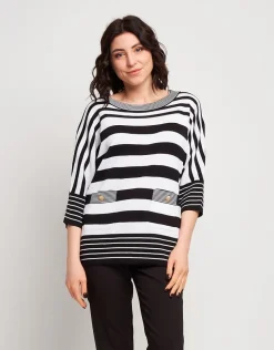Maglia a righe con bottoni e tasche