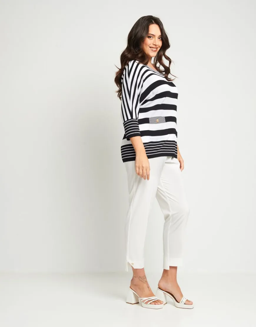 Maglia a righe con bottoni e tasche