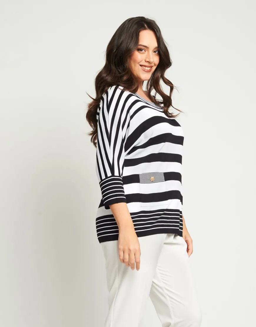 Maglia a righe con bottoni e tasche