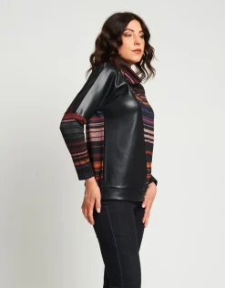 Maglia a righe con collo alto e inserti