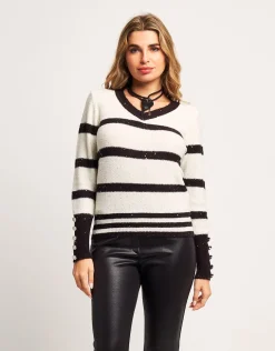 Maglia a righe con paillettes e bottoni